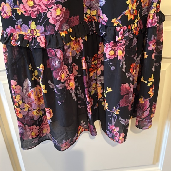 Amanda Uprichard Floral Long Sleeve Dress - Black and Purple.  Never worn - Picture 12 of 12